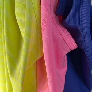Three Danskin Women's Athletic Wear Tank Tops yellow, blue, pink Size M